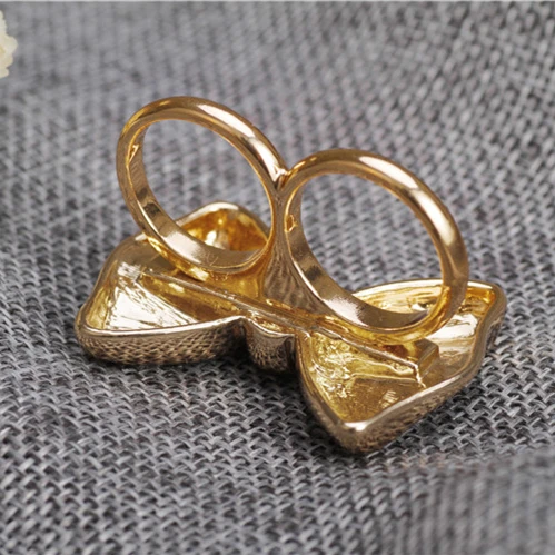 Новое популярное модное женское кольцо с двумя пальцами и бантом - купить по