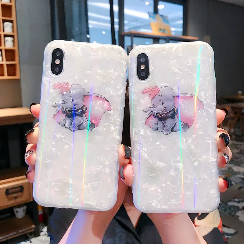 Cute cartoon Dumbo Shell grain White soft shell phone Case For Apple iphone 6 6s 7 8 Plus X XS XR MAX silicone case |
