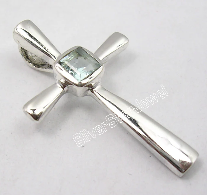 BLUE TOPAZ Muiltiply Choices Chanti International. Твердый Серебряный квадратный вырез аметист драгоценный камень недорогой крест кулон 3 см BIJOUX - Окраска металла: BLUE TOPAZ