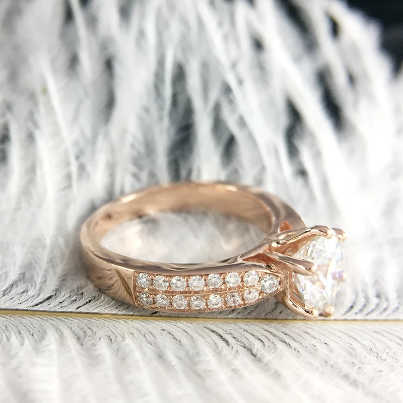 Solid 10K Rose White gold Round Moissanite DF color Lab Diamond Engagement Ring Accent Stone for Women | Украшения и аксессуары