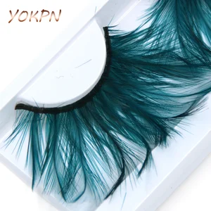 Длинные Накладные ресницы YOKPN Green, накладные ресницы с густыми перьями для макияжа