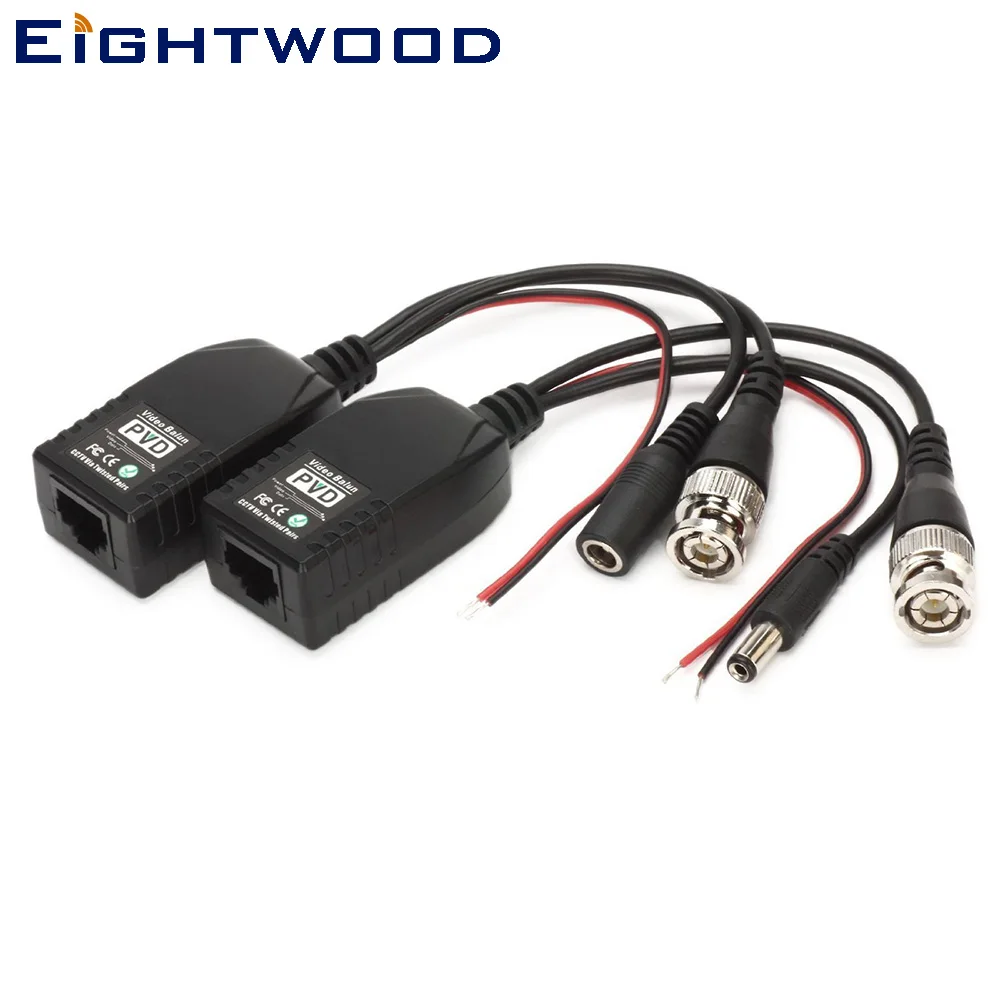 Eightwod 1 пара (2 шт.) РЧ коаксиальный Переходник BNC к RJ45 CAT5 видео + данные Мощность