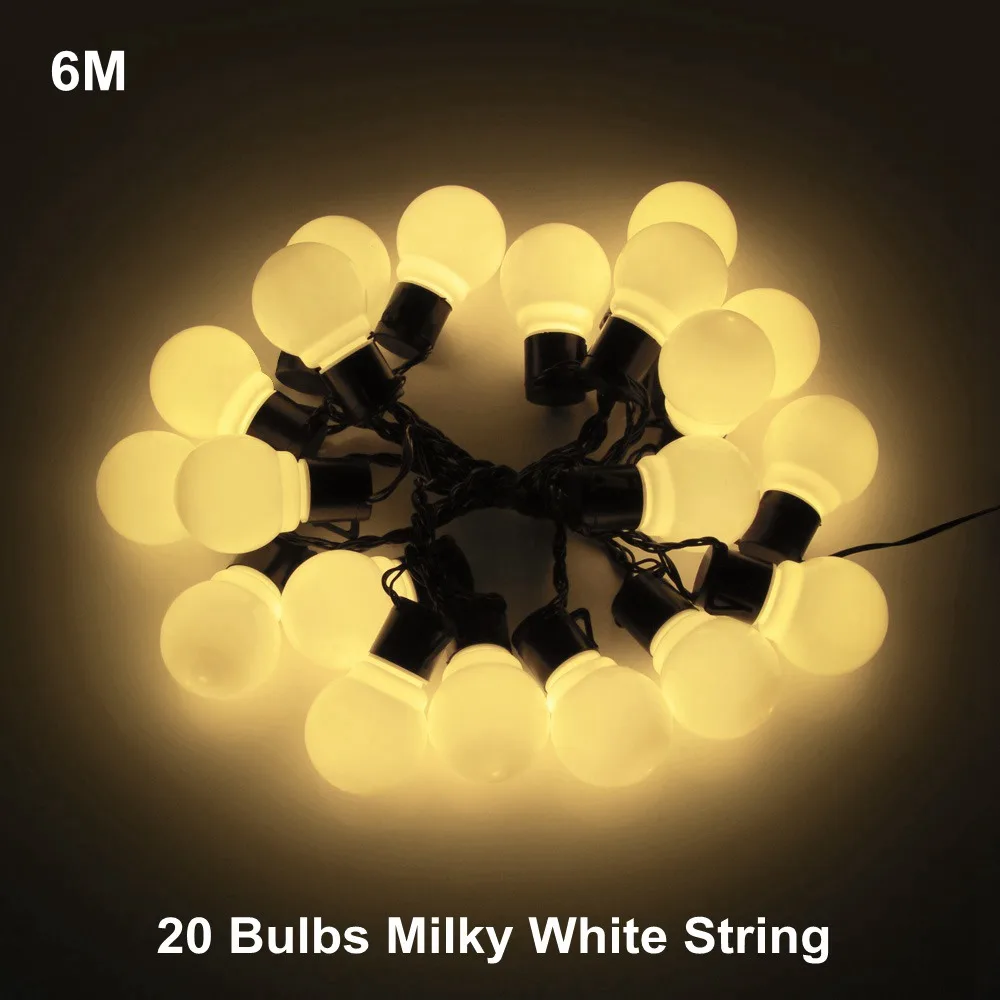 6M Bulb LED String Светодиодный шар 6 м, 20 лампочек, уличный ландшафтный светильник, гирлянда, сделай сам, для рождественской вечеринки, свадьбы, сказочный светильник, 220 В, Европейский штекер, садовый декор - Испускаемый цвет: 6M Bulb LED String