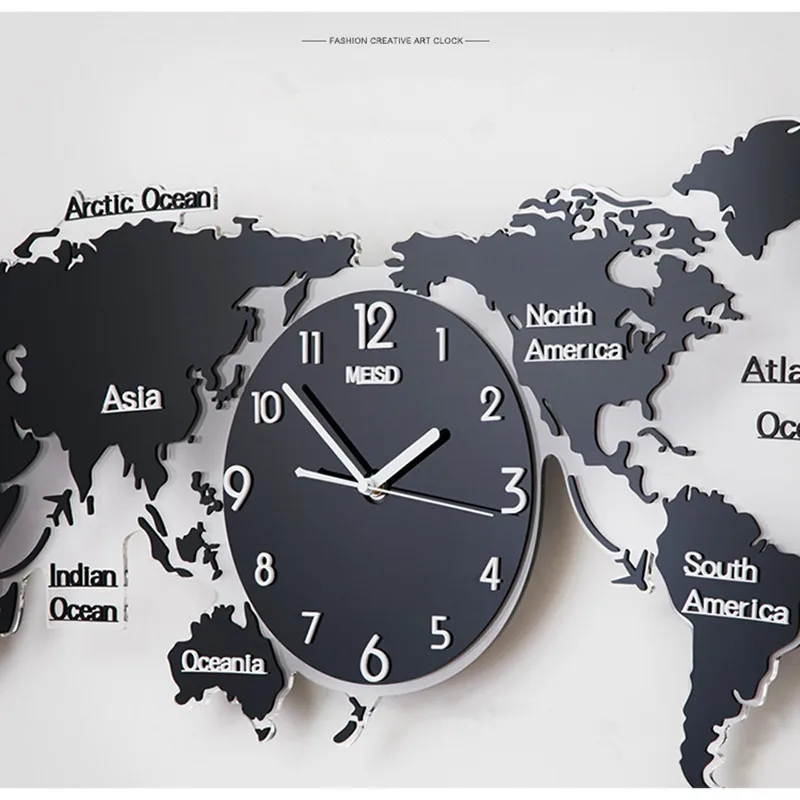 Часы карта мира Современные Простые атмосферные индивидуальность кварцевые