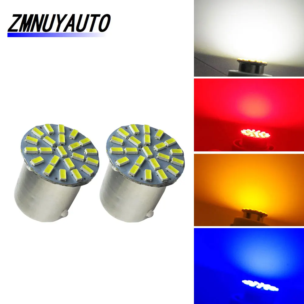 2 шт. 1156 BA15S P21W R5W светодиодный фонарь 22SMD 3014 авто тормоз обратный передние огни поворотник свет парковочный фонарь автомобиль Белый Красный Янтарный