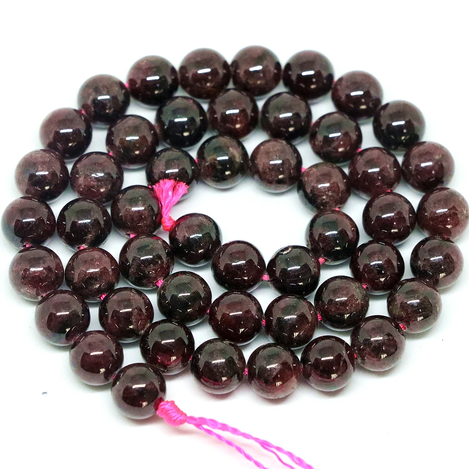 Natural stone 4mm 6mm 8mm 9mm garnet round loose beads women high grade party prom gifts diy jewelry 15inch GE5053 | Украшения и
