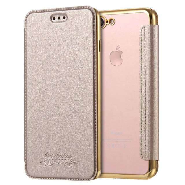 Gold Кошелек Флип-книжка чехол для телефона из искусственной кожи для iPhone X XR XS Max 5 5S SE 6 6S 7 8 Plus прозрачный чехол-накладка - Цвет: Gold
