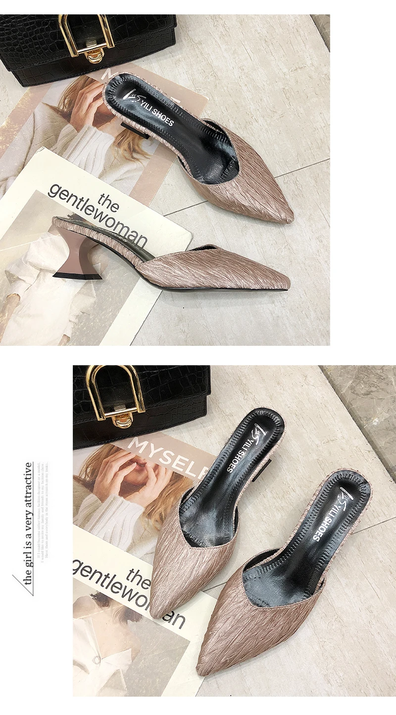 Г., летние женские вечерние туфли с закрытым носком на высоком каблуке, Специальная женская обувь Нескользящая дышащая обувь на высоком каблуке из эластичной ткани