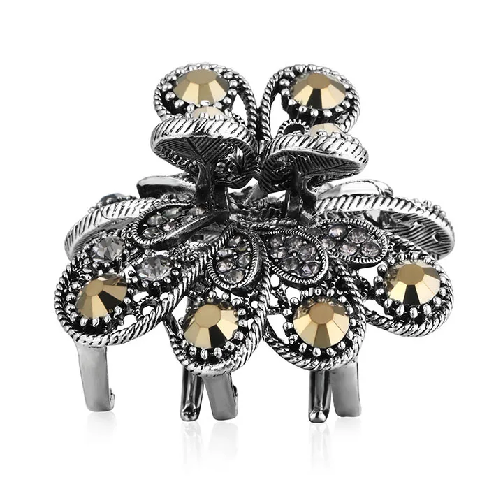 Champagne Color Винтажные заколки для волос для женщин Великолепные Металлические шпильки для волос для девочек заколки Блестящие кристаллы аксессуары для волос головной убор HC212 - Цвет: Champagne Color