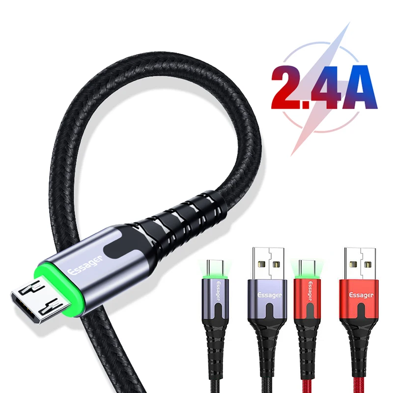 2.4A 2 м Ssager Магнитный Type-c светодиодный кабель USB для быстрой зарядки зарядный