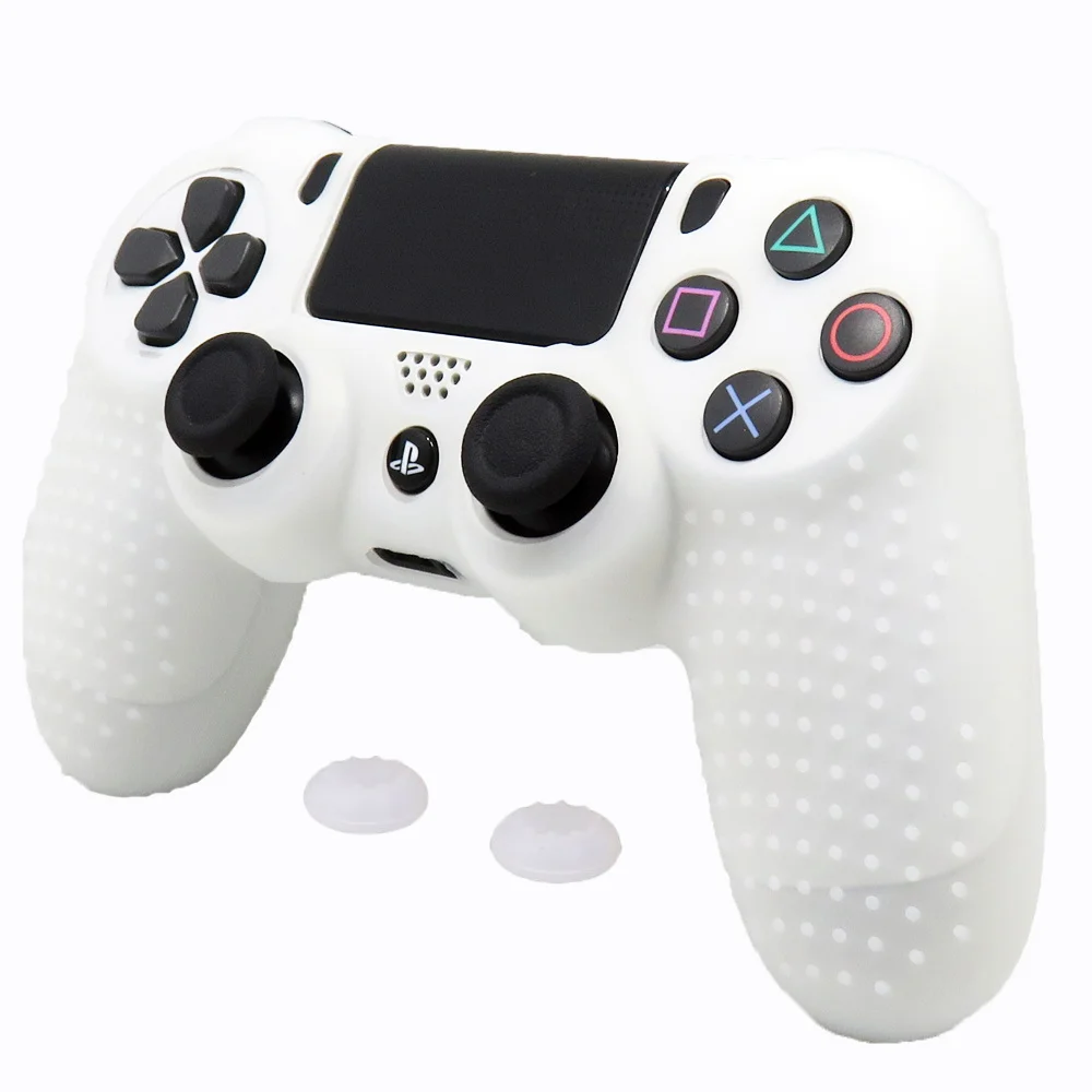 Бесцветный IVYUEEN Противоскользящий силиконовый чехол для sony playstation Dualshock 4 PS4 Pro тонкий чехол для контроллера с захватами для большого пальца - Цвет: Бесцветный