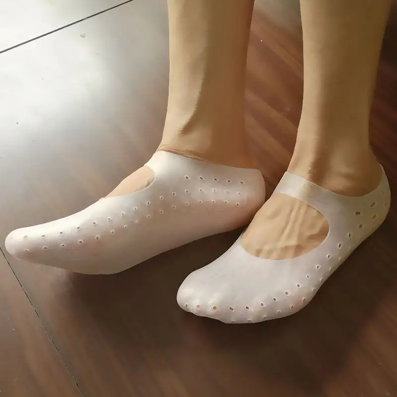 

1 pair Breathable Foot Sock Full Length Silicone Gel Socks Cracked Plantar Fasciitis Foot Care Protection Foot Care Tool