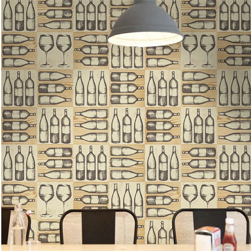 

beibehang Modern personalized fashion wine bottle wallpaper bar restaurant hotel wall industrial wind Nordic style wallpaper