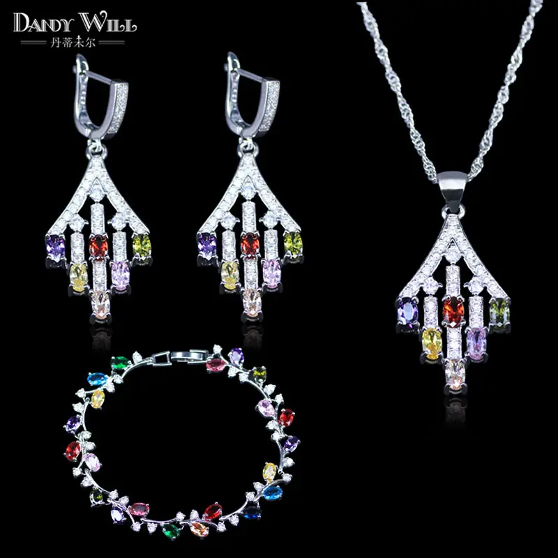 Женский ювелирный комплект из колье серёг и браслета|necklace and earrings|jewelry sets for womenjewelry