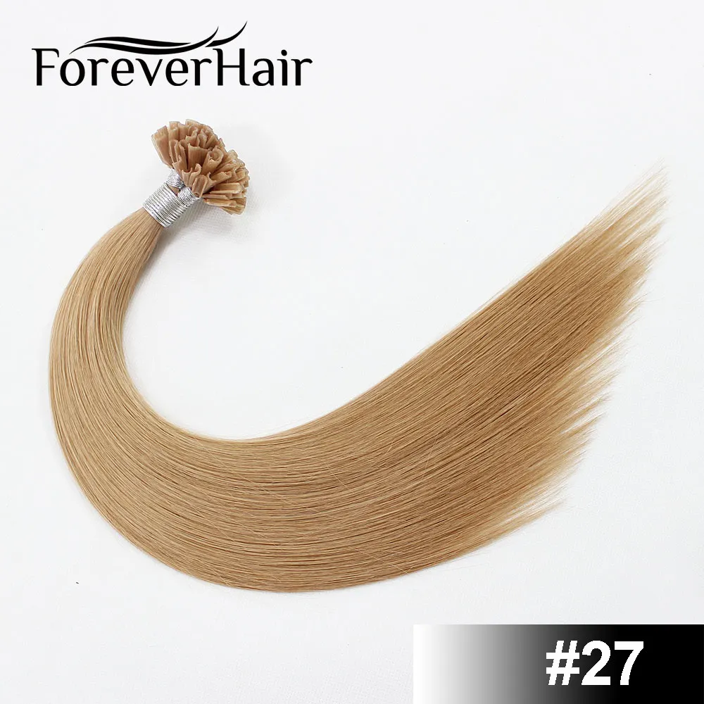 FOREVER HAIR 0,8 г/локон 1" 18" 2" Remy Предварительно Связанные кератиновые волосы для наращивания европейские волосы на кератиновых капсулах fusion Hair 50 s/pac - Цвет: #27