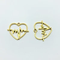 junkang 20pcs alloy 10pcs charm heart heartbeat ecg pendant diy handmade necklace bracelet earring jewelry findings making