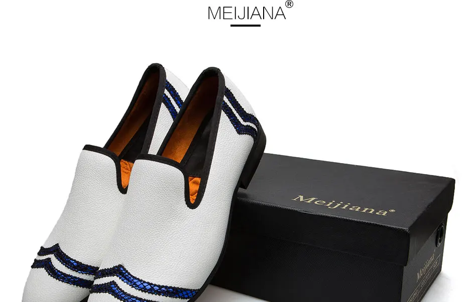 MEIJIANA Men Loafer Fashion Shoes Handmade Men's White Luxury Men Casual Loafers Wedding Shoes