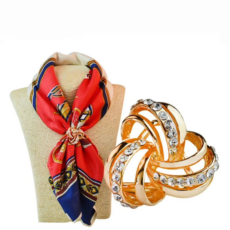 Женская брошка с пряжкой три круглых шарфа из горного хрусталя 2019 | Украшения и