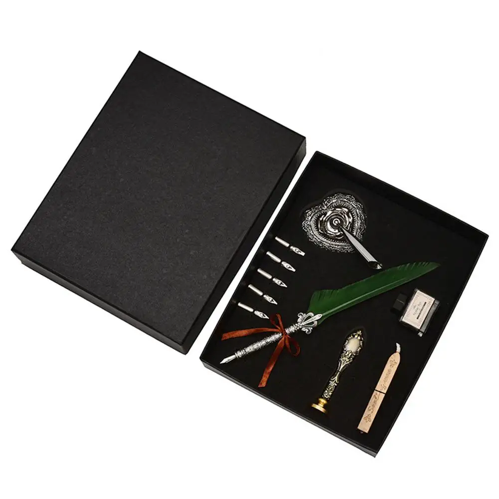 Изысканная ретро ручка с птичьим пером набор Dip Pen Sign Kit идеальный подарок Quill
