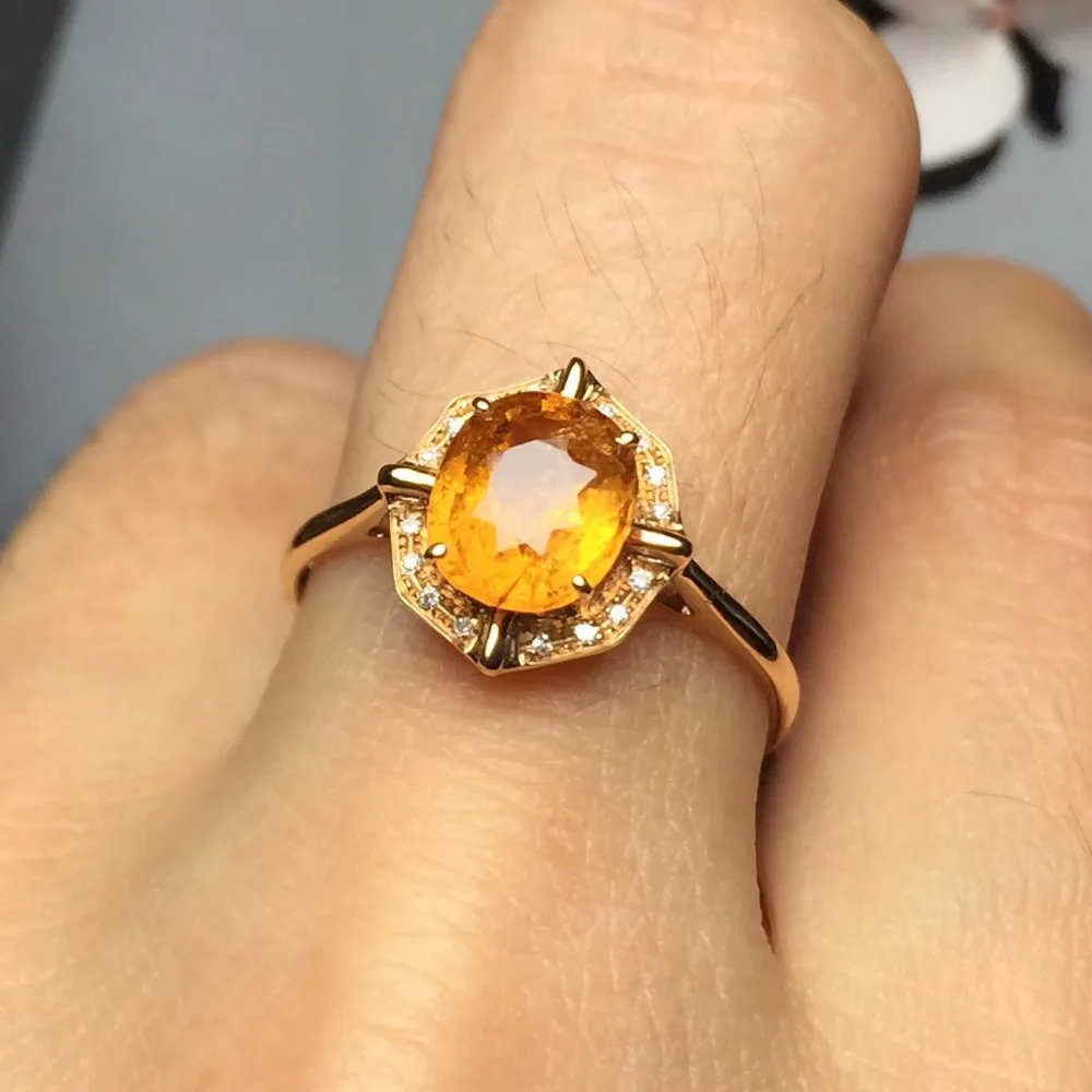 Ювелирные изделия из настоящего золота 18K G18K AU750 100% натуральный желтый Спессартин