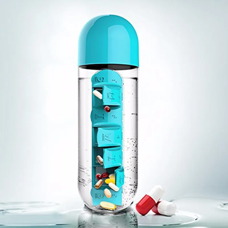 OUSSIRRO 1 шт. 600 МЛ Конфеты Цвет Таблетки случае Бутылка Воды Семь Ежедневно Pill Box