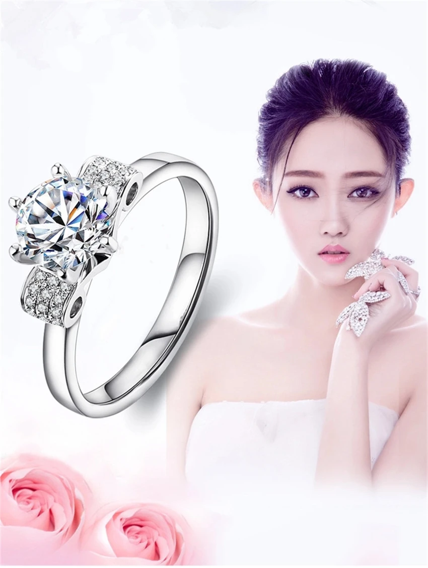 Real 925 Sterling Silver Women Ring Fire 0.6Ct 5.5mm Test Positive G-H Moissanite Diamond WARRANTY | Украшения и аксессуары