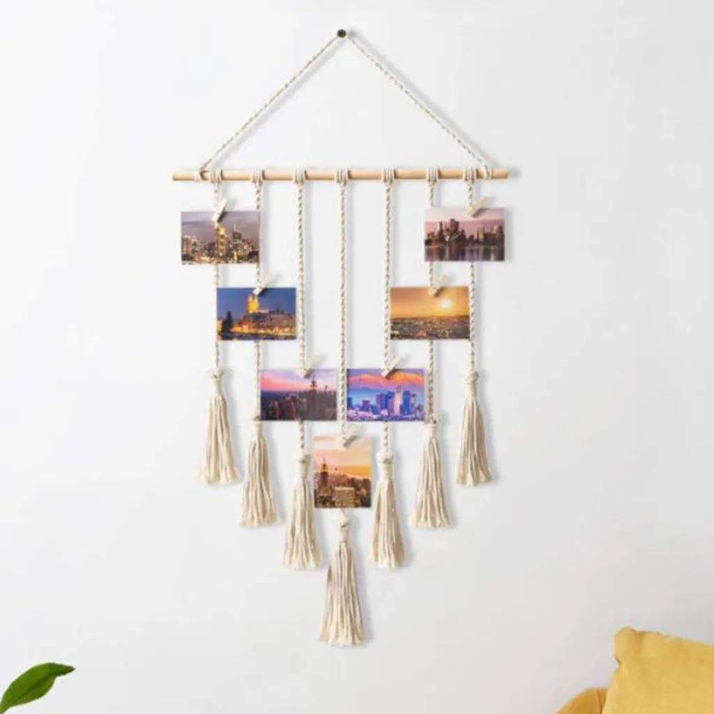 Tassels Wall Hanging Home Decor Retro Handcrafted Decor Photo Display Cotton Bohemian Tassel Tapestry Wall Cotton Rope Cord