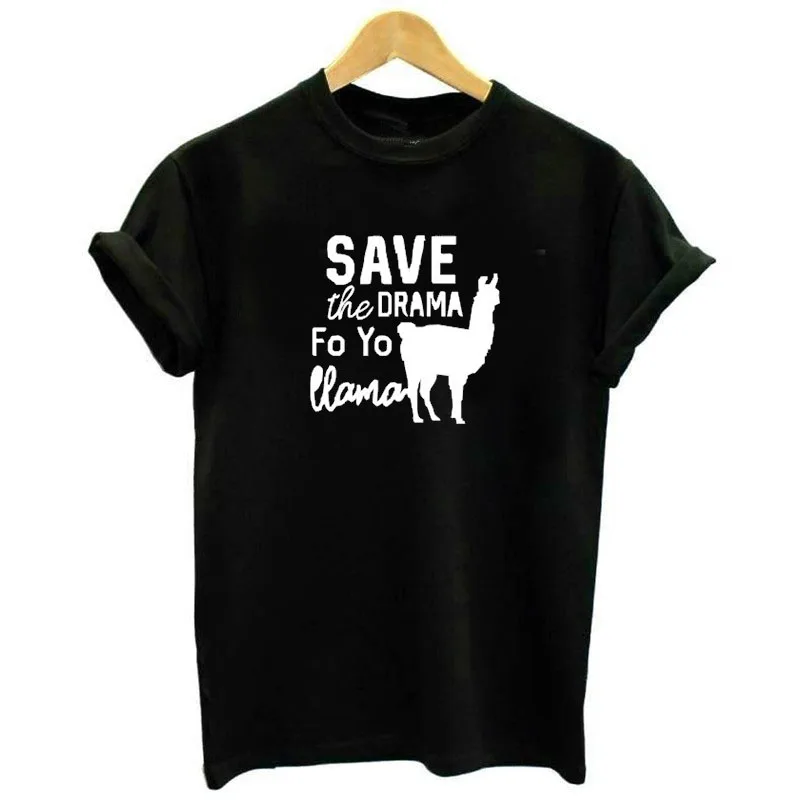 Женская футболка с длинным рукавом Save The Drama для Llama летняя Shrot Прямая