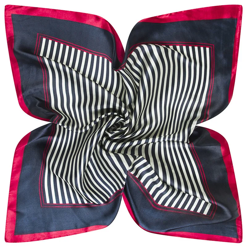 60cm spring fashion sport scarf for women neckerchiefs 2018 new geometric stripes women's silk small neck scarves a187 | Аксессуары