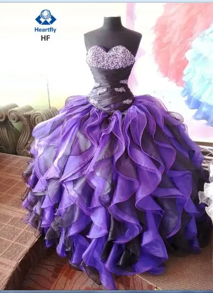 Фиолетовый ANGELSBRIDEP милое фиолетовое Пышное Платье Vestido 15 Anos органза Длина до пола бальное платье формальное Пышное вечернее платье - Цвет: Фиолетовый