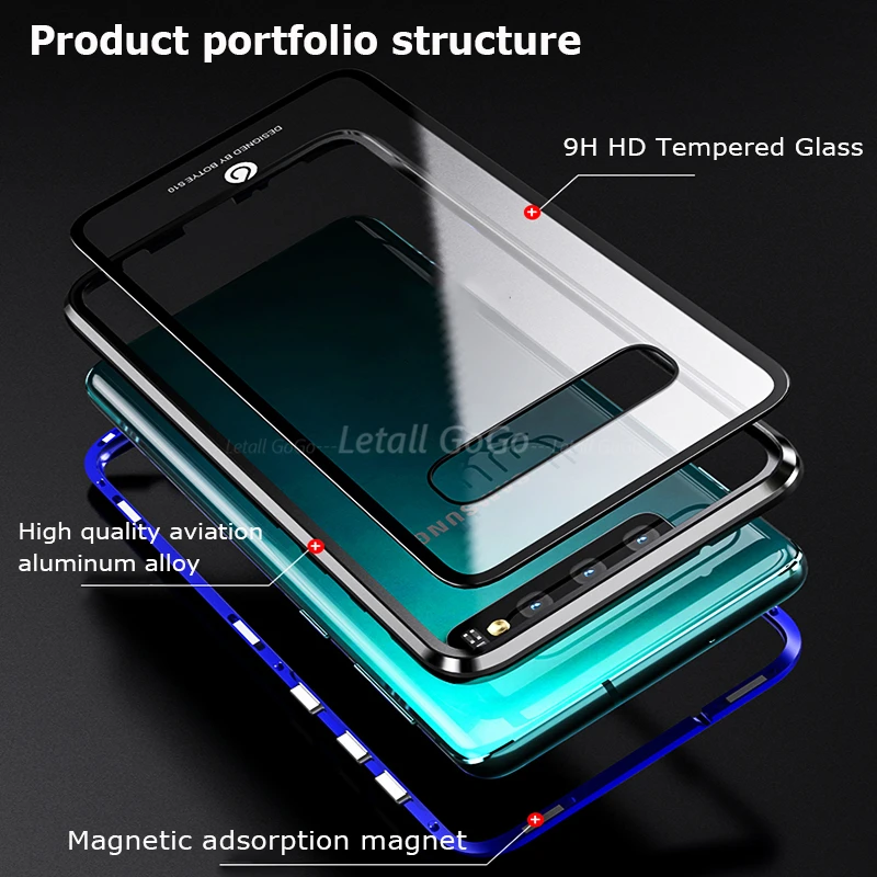 Full Body Protective Phone Case For Samsung Galaxy Note 10 Plus Magnetic S10 Note10 Cover Metal Bumber | Мобильные телефоны и