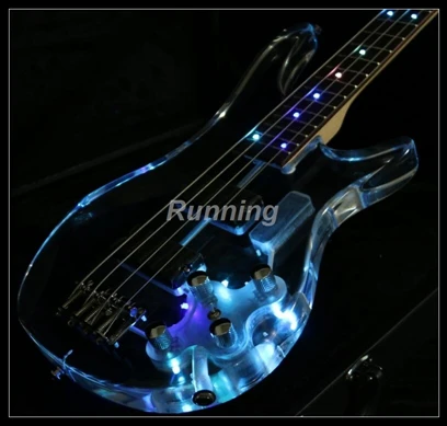 4 струнные Электрические бас гитары красочные светодиодные акриловые тело клен