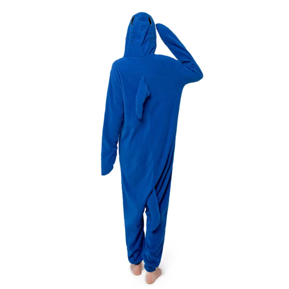 Флис Kigurumi Акула животных Косплэй Пижамный костюм для взрослых унисекс пижамы