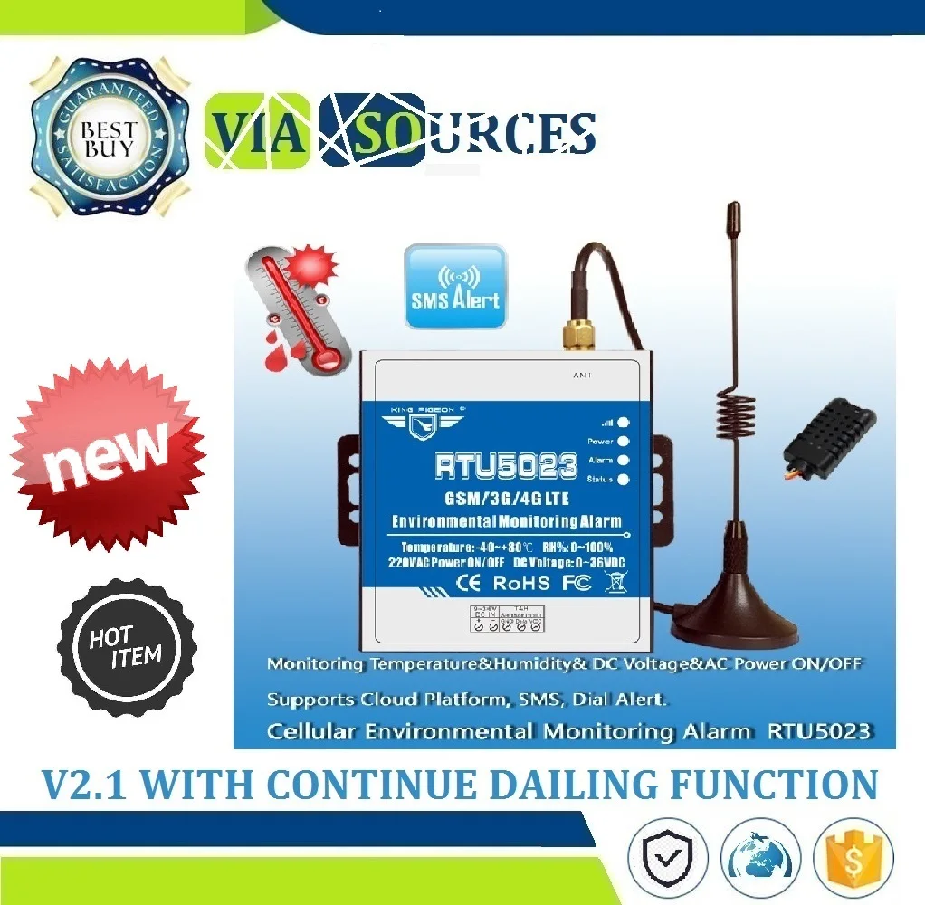 Новый RTU5023 V2.1 функция удаленного мониторинга температуры и влажности GSM