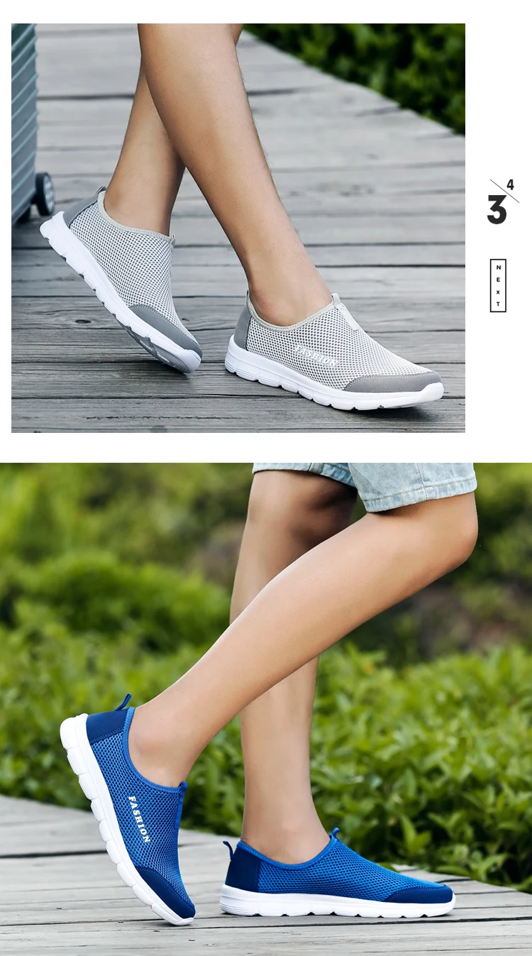 Fashion Summer Shoes Men Casual Air Mesh Shoes Lightweight Breathable Slip-On Flats Chaussure Homme Large Sizes 36-46 Wholesale