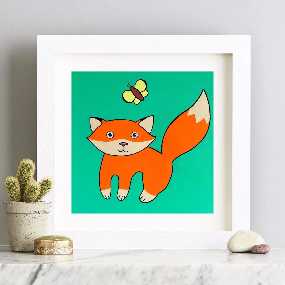 Винтажная картина из льва и лисы на холсте для детской комнаты постер с