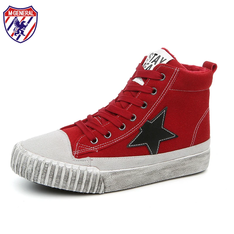 M.GENERAL Pigskin Women Winter Shoes High Top Plush Fashion Casual for Walking Zapatos Mujer Scarpe Donna #MJ-0162 | Обувь