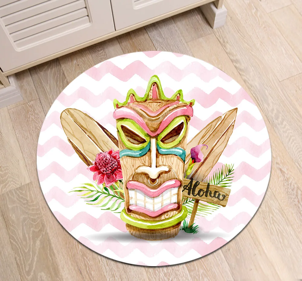 Гавайская маска Aloha Индивидуальный Круглый напольный коврик для гостиной
