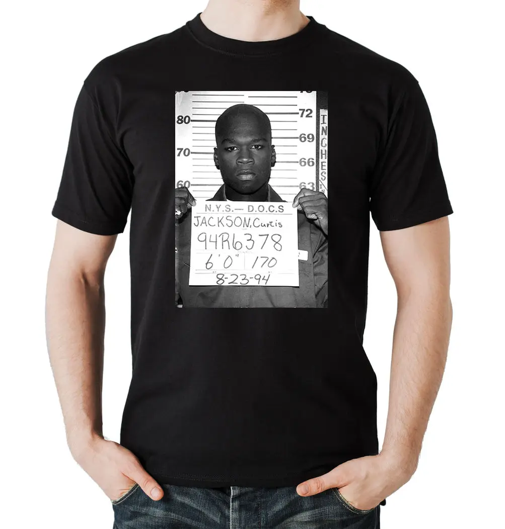 50 Mugshot футболка черный Cent Rapper Lil хип хоп Wayne Eminem Crime|Мужские футболки| |