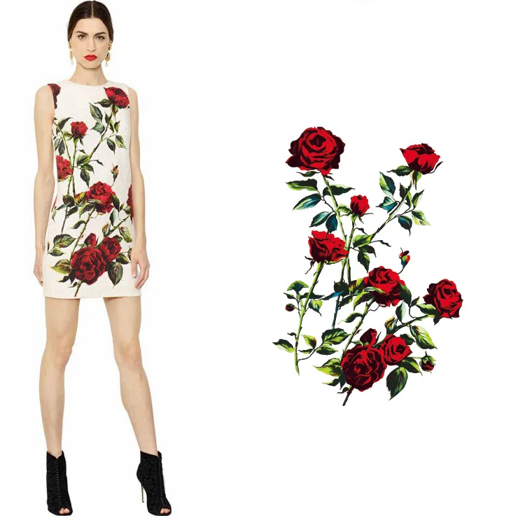 

Europe and the United States fashion women's flower pattern Roses the digital flower jacquard fabric factory wholesale