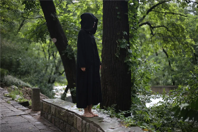 Johnature, Женский Тренч с капюшоном, осень, новинка, пуговицы, карманы, короткие, свободные, 5 цветов, льняные, длинный рукав, ВИНТАЖНЫЕ пальто