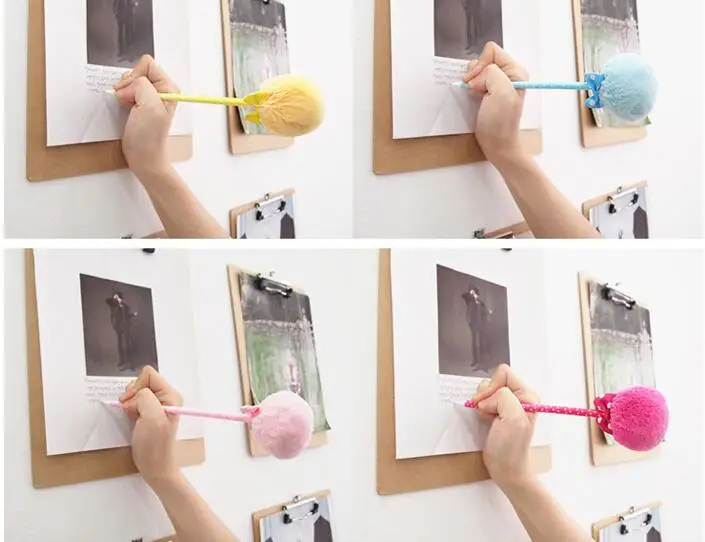 3pcs/lot soft Plush Ball pen Ribbon BallPoint Pen Stationery office and school supplier Princess fashion gift |