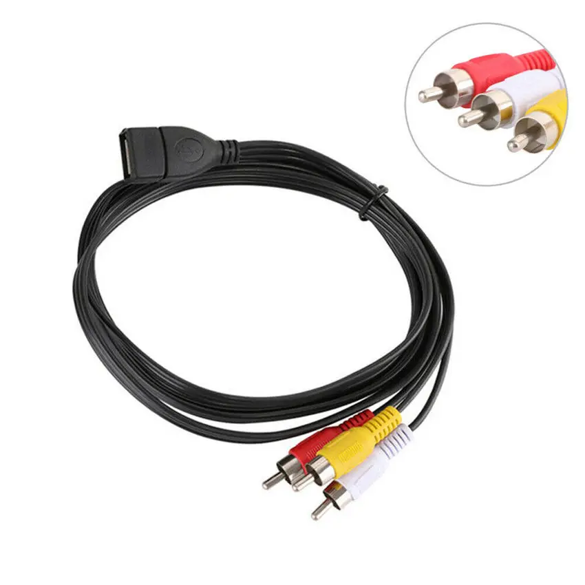 5 футов/1 м USB 2 0 гнездо к 3 RCA папа Видео A/V адаптер для видеокамеры кабель
