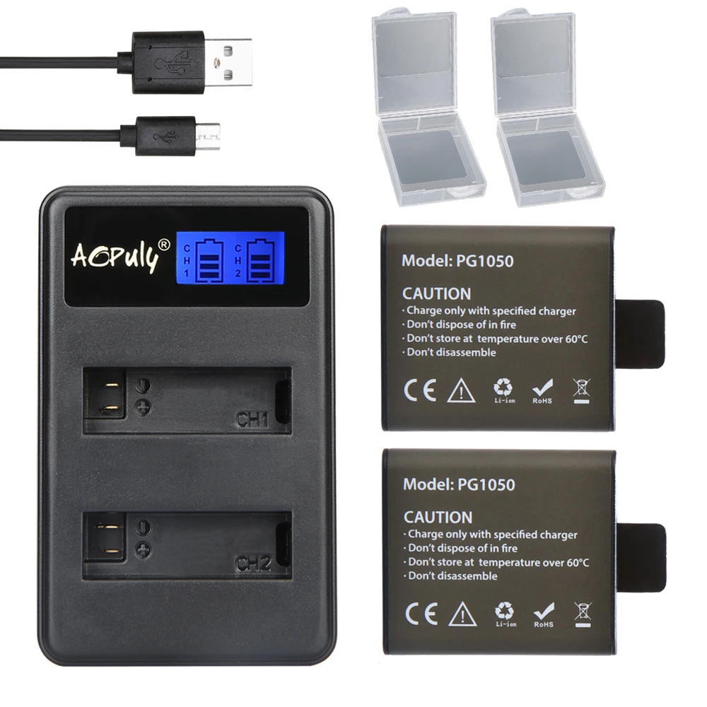 2 шт. батареи + USB ЖК-дисплей двойное зарядное устройство для SJCAM SJ4000 батарея SJ5000