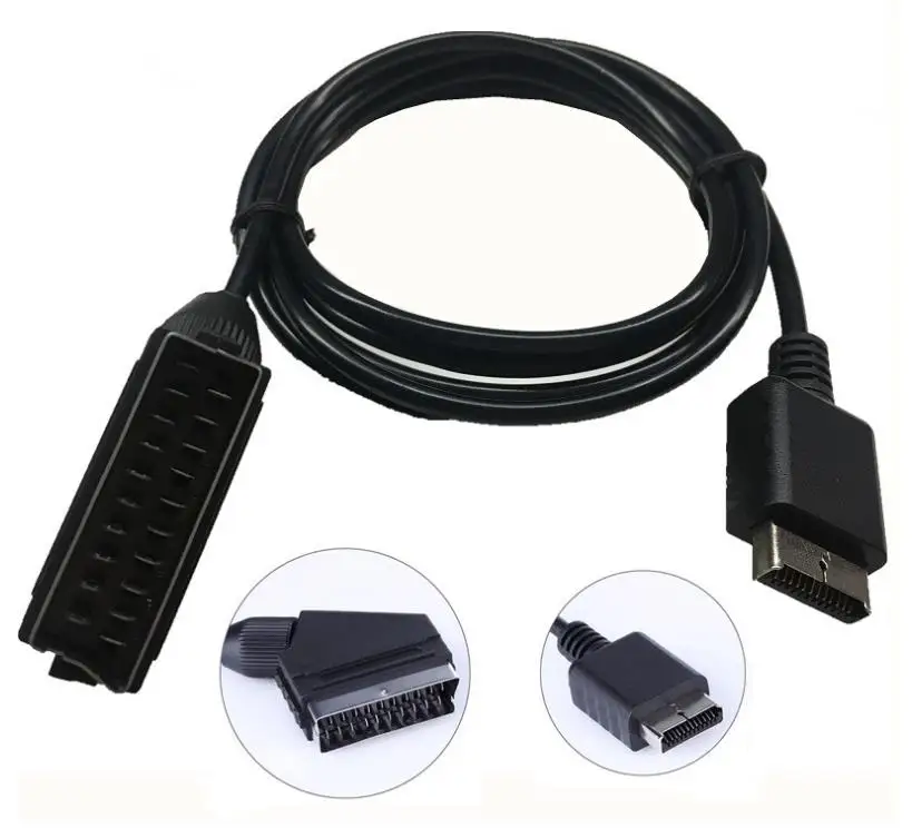 

50 шт./лот 1,8 м для Sony Playstation PS1 PS2 PS3 RGB SCART кабель ТВ AV свинец Замена Соединительный кабель для PAL/NTSC консолей