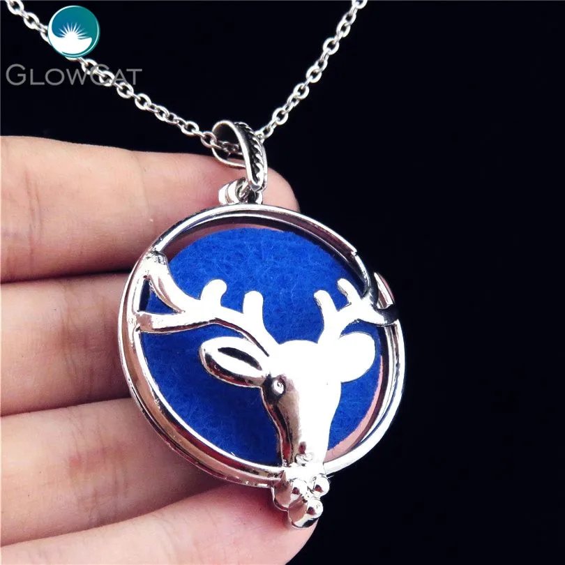 K355 индивидуальное Рождество рога оленя медальон клетка открытие кулон Цепочки и