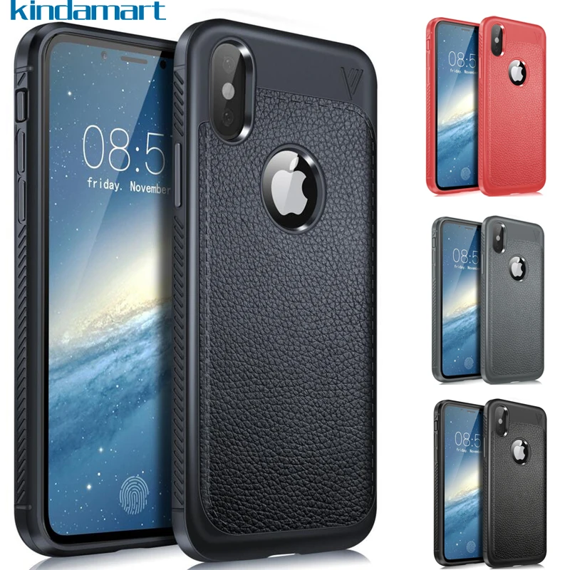 Прочный чехол для iPhone X мягкий кожаный Силиконовый противоударный бампер XS