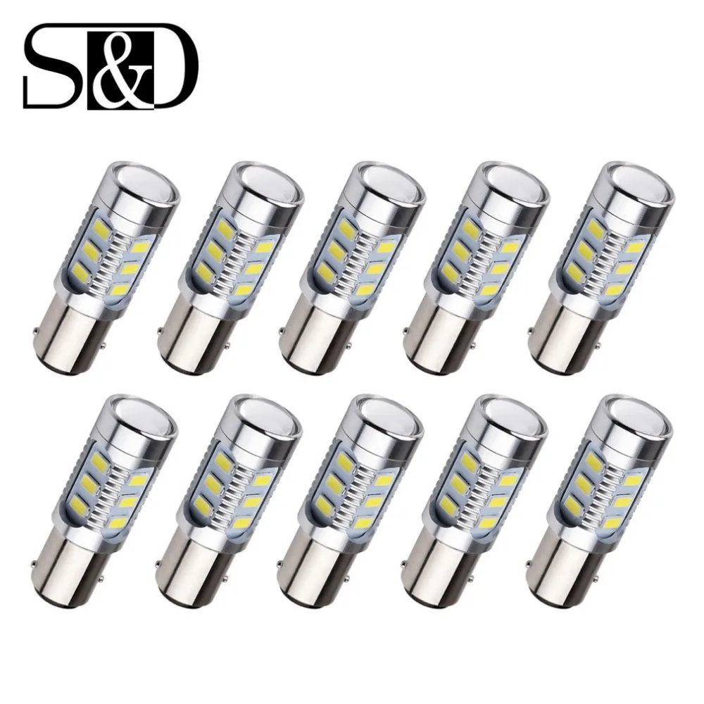 

10 pcs 1157 BAY15D LED Cree ChipsCar LED P21/5W Bulbs High Power Lamp Brake Parking Lights Auto Lamp White Red Yellow 12V 24V