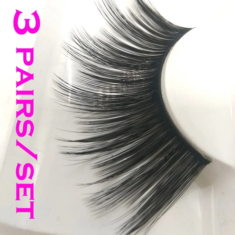 

3 Pairs/lot Fake Eyelashes Women Fancy Soft Long Black False Eye Lashes for Stage Performance Natural Thick Eyelash