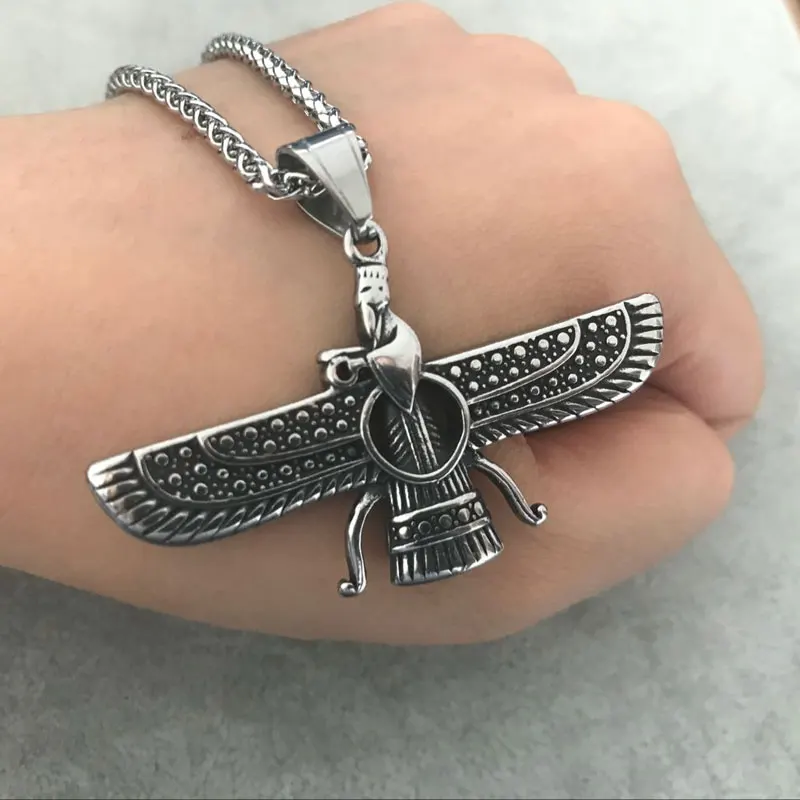 Ahura Mazda Farvahar Zoroastrian персидский кулон из нержавеющей стали ожерелье принимаем дропшиппинг